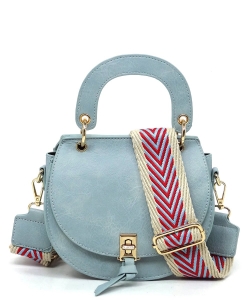 Fashion Flap Saddle Satchel Crossbody Bag GL0074 LIGHT BLUE/